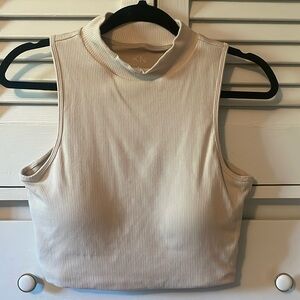 Klassy Network Ribbed Mock Neck Cream Brami